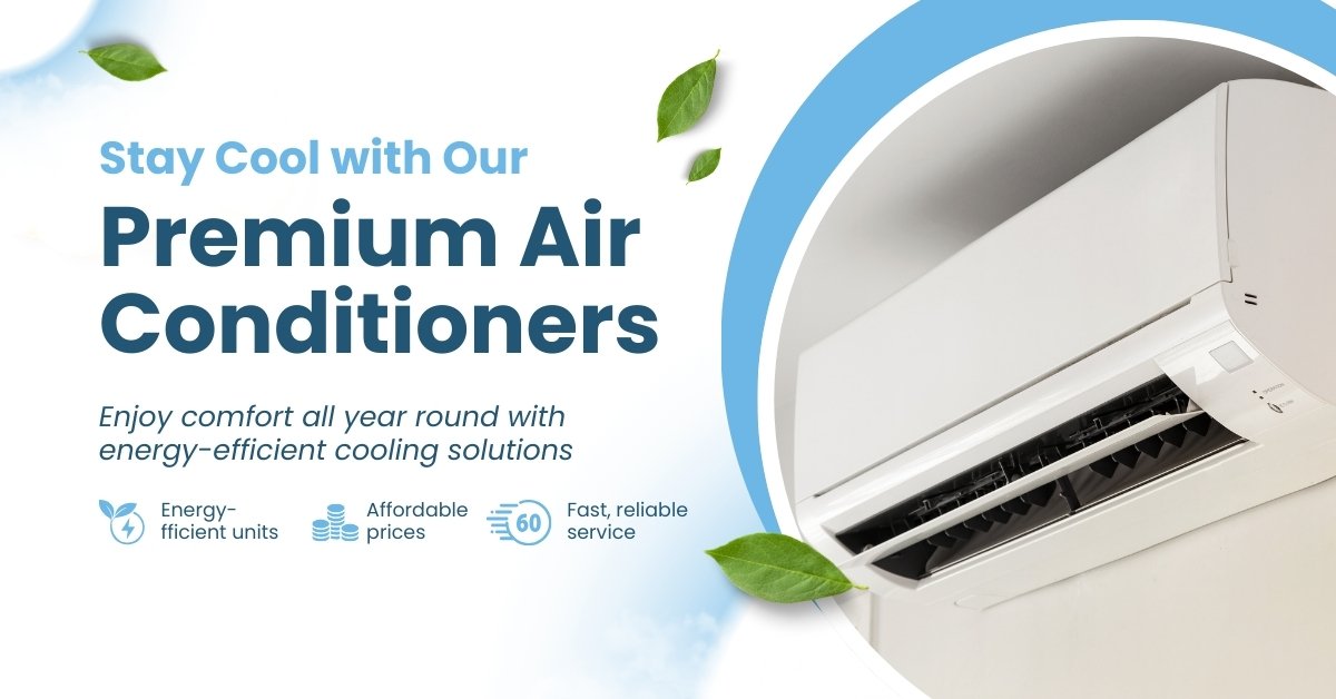 Blue And White Modern Air Conditioner Promotion Facebook Ad 1