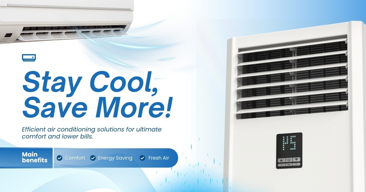 Blue And White Modern Air Conditioning Service Facebook Ad