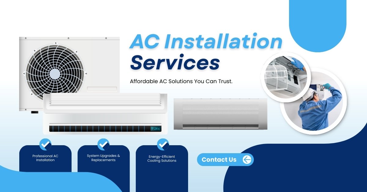 White Navy And Blue Modern Ac Installation Services Facebook Ad 2
